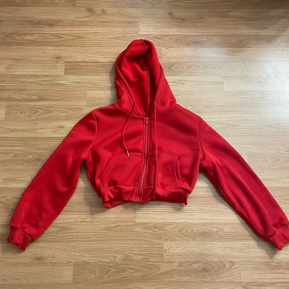 cute red crop top zip up small